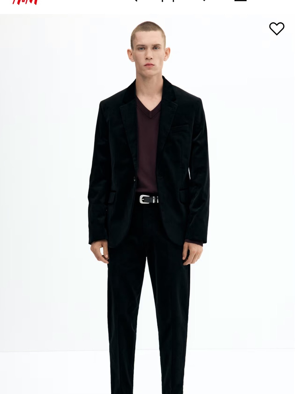 H&M Black Velvet Single-Button Sport Coat